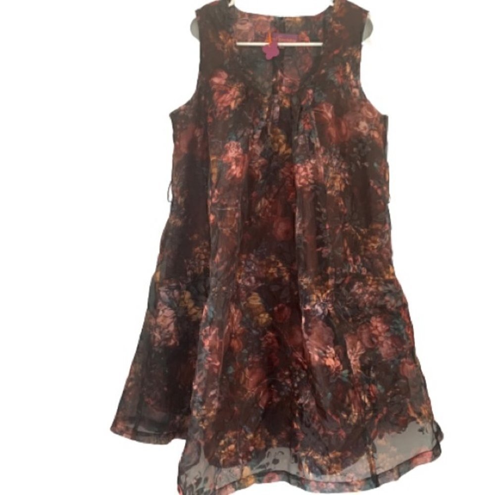 Sweet Sinnamon Dark Floral Sleeveless Dress